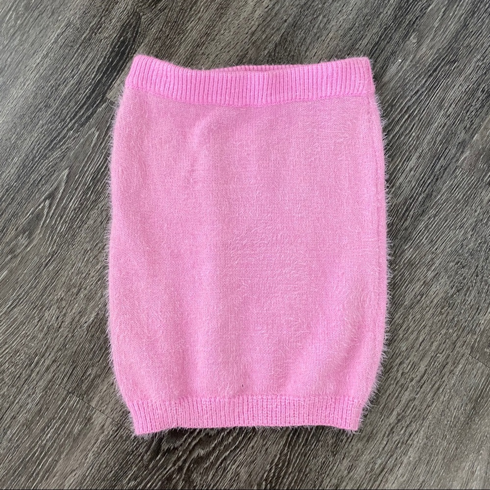 fuzzy faux fur pink skirt